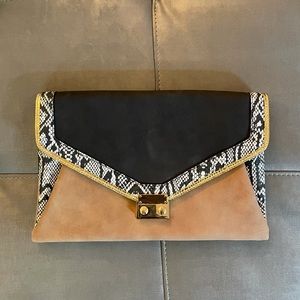 Black & tan suede clutch